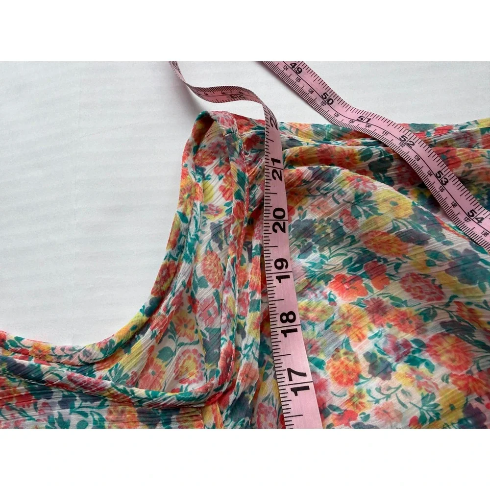 French Connection Women's Floral Sheer Sleeveless Button Front Blouse Multi S 12